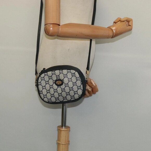 GUCCI GG Plus Supreme Shoulder Bag PVC Navy Gold Auth - Picture 1 of 16